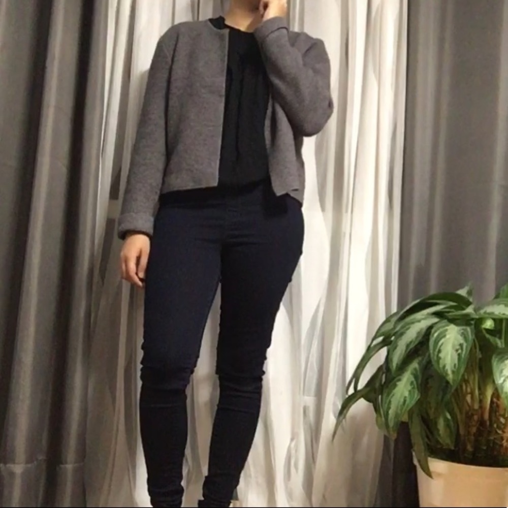 ELLE • Grey Ribbed Open Cardigan Size Large - Picture 7 of 7